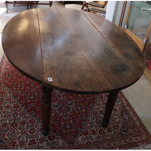 650 - A 19th century continental hardwood wake table on turned legs, 181cm long x 130cm wide