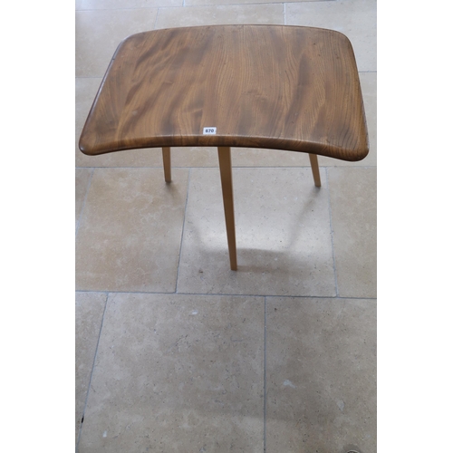 670 - A Mid century Ercol Drop leaf Dining table extension Model 265 70cm x 50cm x 72cm high.