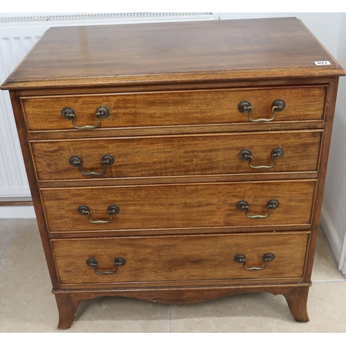 673 - A 19th Century chest of four long graduated drawers above shaped apron raised on splayed bracket fee... 