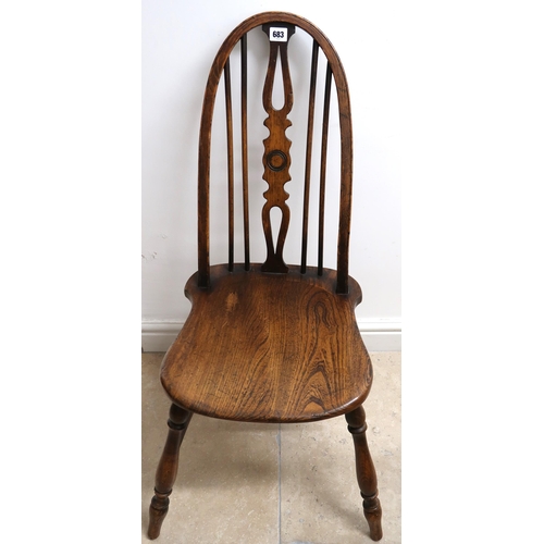 683 - A single ash and elm seated kitchen/dining chair with good patina. 92cm high