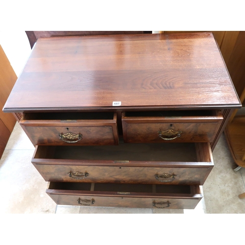 687 - A Circa 1900 walnut chest of two short over two long drawers raised on plinth. 78cm high x x 91cm wi... 