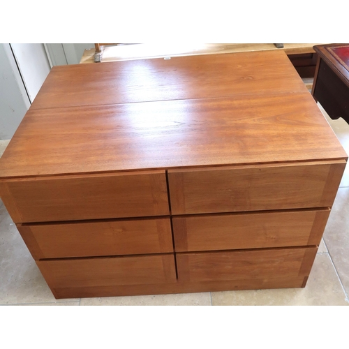 690 - A large pair of Mid 20th Century Danish teak chests of drawers six drawers each 75cm high x 115cm wi... 