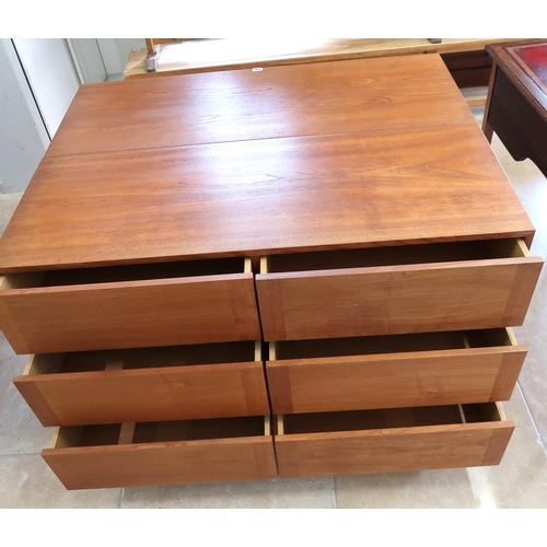 690 - A large pair of Mid 20th Century Danish teak chests of drawers six drawers each 75cm high x 115cm wi... 