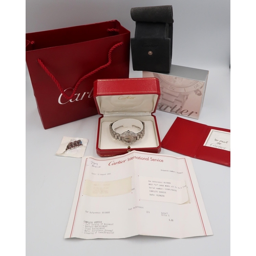 289 - A Ladies Le Must de Carter wristwatch, the silvered dial signed must de Cartier, fitted with blued s... 