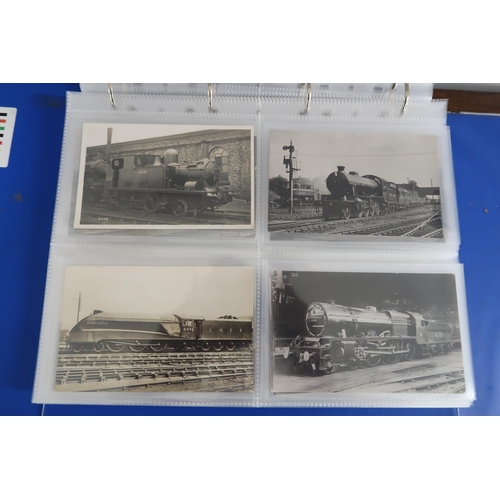 456 - Three albums of vintage postcards, all Locomotive