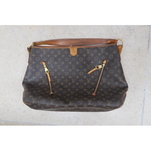 482B - A Louis Vuitton Delightful leather handbag, brown leather with Louis Vuitton monogram with two zips ... 