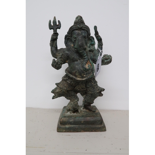 496 - An antique Lord of Ganesh statue Hindu God, bronze, 25cm high