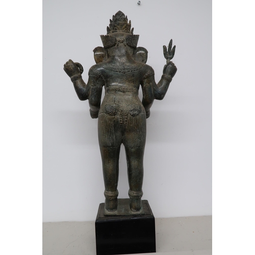 500 - A Ganesh statue- Khmer style mounted standing bronze Augkor Wat Ganesha, 59cm high