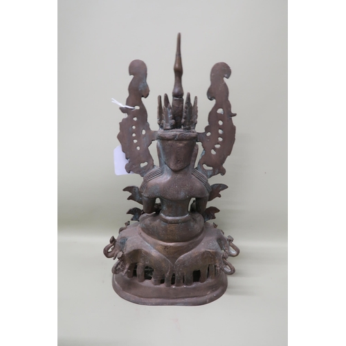 502 - An early 20th century Burmese bronze Jambupati Crown Buddha, approx 40cm high