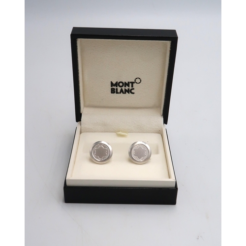 101 - A boxed pair of Mont Blanc hallmarked silver cufflinks, as new