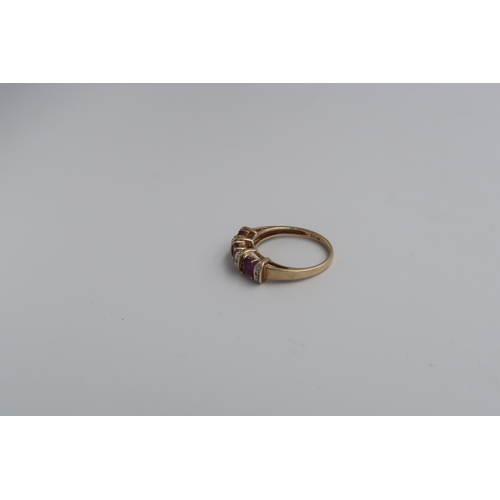 106 - An amethyst and diamond dress ring set in 9ct yellow gold - ring size P - approx weight 3.2 grams