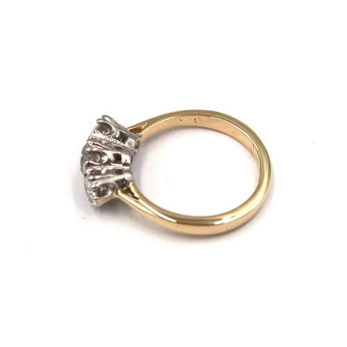 115 - An 18ct yellow gold three stone old cut diamond ring - centre stone approx 0.65ct - total diamond we... 