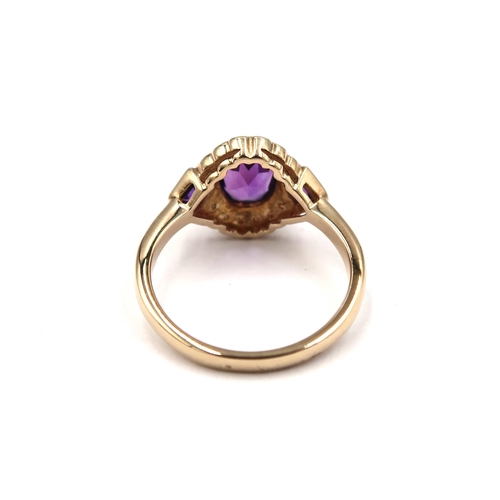 116 - A 9ct yellow gold Art Deco style amethyst and opal ring - amethyst and opals are a good colour and w... 