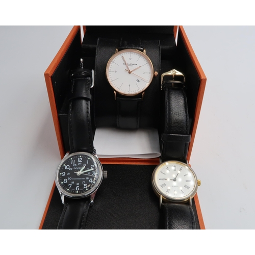 252 - A modern rose gold watch by Simon Carter with date - in working order - an Ingersol wind up watch - ... 