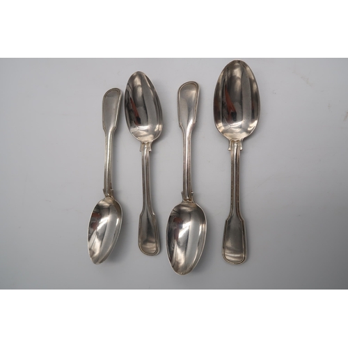 322 - A set of four silver hallmarked dessert spoons London 1840 - approx weight 8.3 troy oz