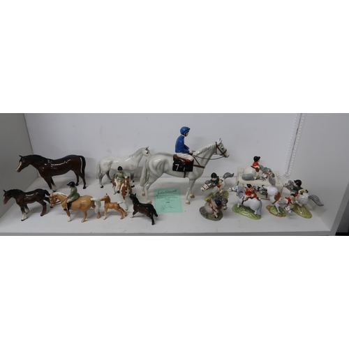 432 - A Selection of Beswick Ceramic Horses, items include Racehorse and Jockey Grey, Limited to 250, 29cm... 