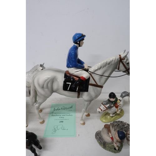 432 - A Selection of Beswick Ceramic Horses, items include Racehorse and Jockey Grey, Limited to 250, 29cm... 