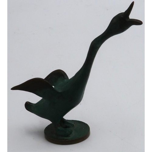 437 - A Cold painted Austrian bronze figure of a Goose 6.6cm high. In good condition.