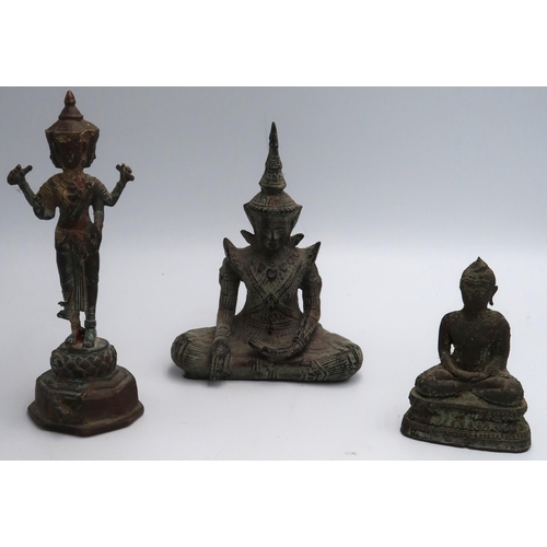 450 - A small white metal seated Buddha, an antique Thai Hindu Bronze figure of a seated Buddha 14.5cm hig... 