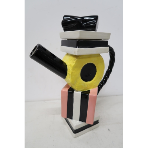 494 - Paul Cardew tea pot in the form of Liquorice Allsorts - some crazing - Height 29cm