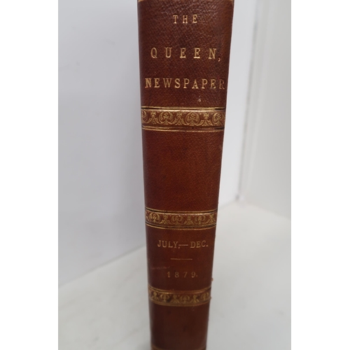 501 - The Queen Newspaper - July - Dec 1879 - bound in a brown leather book