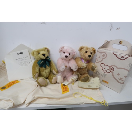 552 - Three Steiff Bears. The 2003 bear for Danbury mint, The Growler Bear and England's Rose, all in as n... 