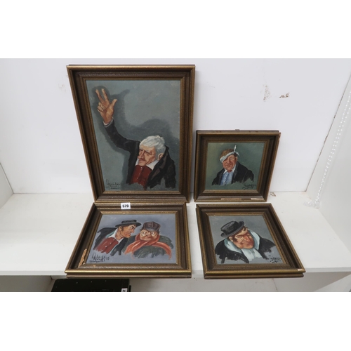 579 - Four oil paintings of local characters probably from Bergan, indistinctly signed