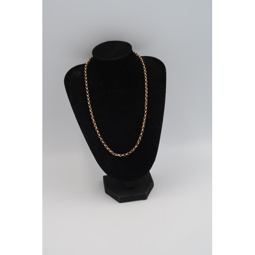 59 - A 9ct (tested) rose gold belcher chain - Length 46cm - broken to end - approx weight 6.1 grams