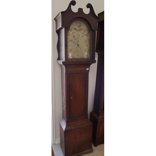 613 - A 30 hour longcase clock with a painted dial in a mahogany case with its weight and pendulum signed ... 