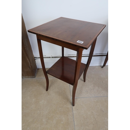 632 - An Edwardian mahogany side table 40cm x 40cm x 71cm high, In good condition.