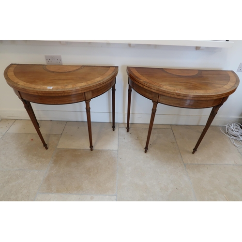 634 - A pair of 19th Century Mahogany and inlaid Card tables 92cm wide 72cm high. (some historical woodwor... 