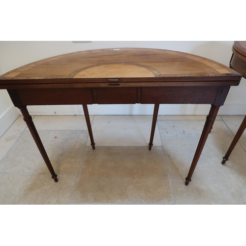 634 - A pair of 19th Century Mahogany and inlaid Card tables 92cm wide 72cm high. (some historical woodwor... 