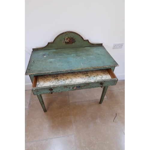 645 - A 19th century painted and decorated side table with a single drawer - Width 92cm x Height 75cm