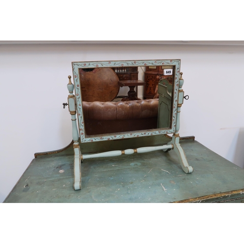 649 - A painted and decorated dressing table mirror - 45cm x 45cm