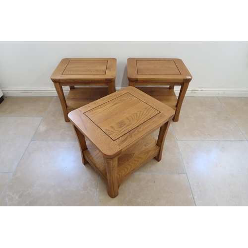 657 - Three modern oak side tables