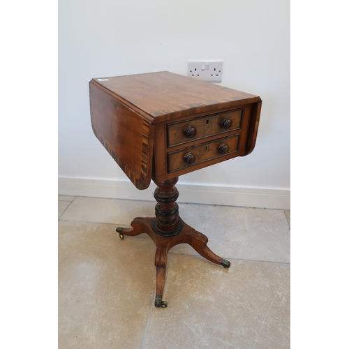 663 - A Georgian mahogany workbox with two drawers and opposing dummy drawer