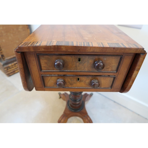 663 - A Georgian mahogany workbox with two drawers and opposing dummy drawer