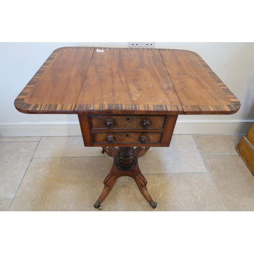 663 - A Georgian mahogany workbox with two drawers and opposing dummy drawer