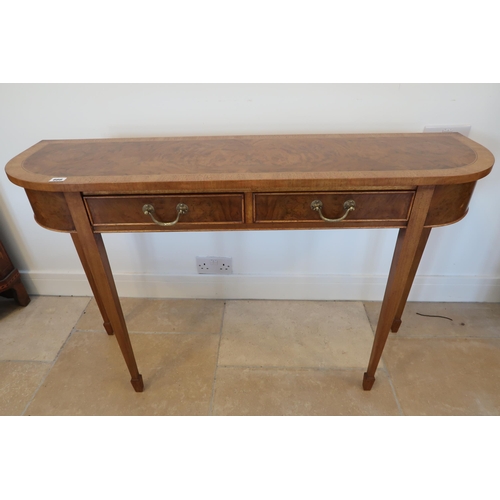 666 - A good quality walnut D end hall table, made by a local craftsman to a high standard - Height 77cm x... 