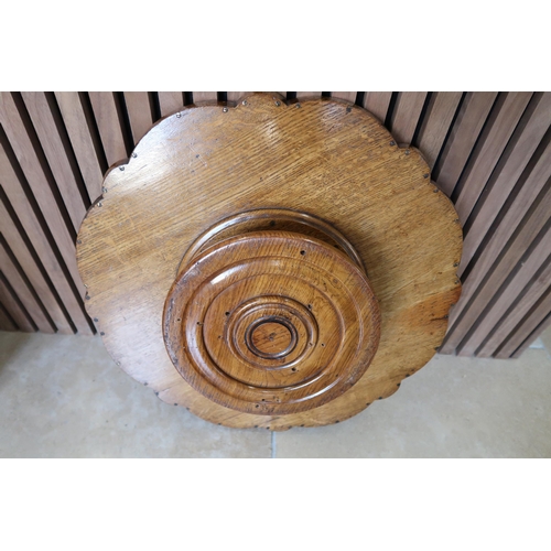 677 - A mahogany spinning table top Lazy Susan with pie crust boarder - Width 55cm x Height 10cm