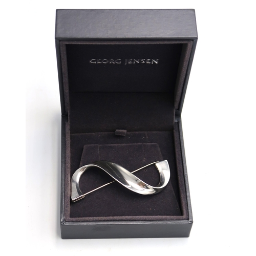 68 - A Georg Jensen hallmarked Silver modernist Brooch, Boxed as new.