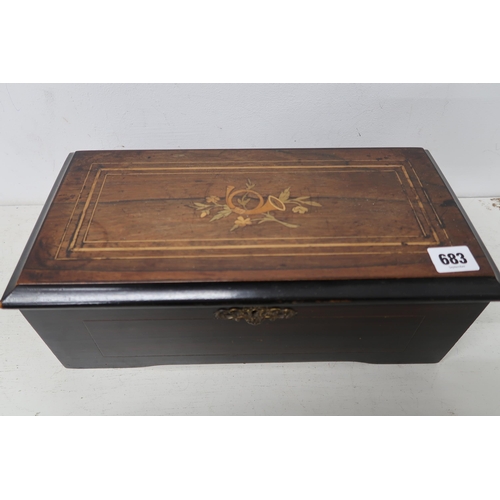 683 - A 19th century rosewood and inlaid music box - working - Width 35cm x Height 12cm x Depth 17cm