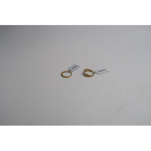 84 - Two 9ct gold diamond rings. To include a brown diamond half eternity ring. Stated weight 0.25ct. Siz... 