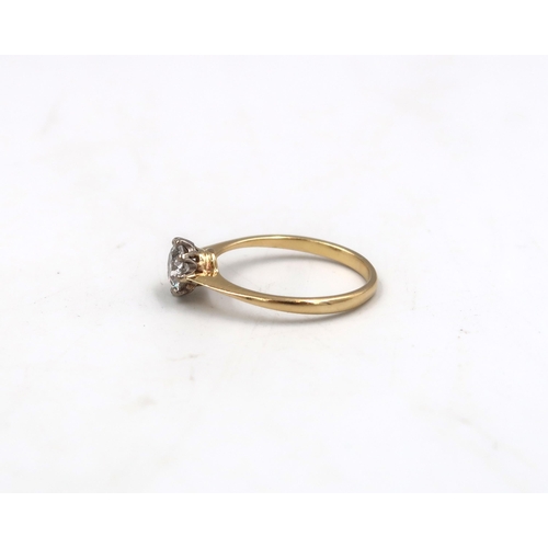 216 - A transitional cut diamond solitaire ring. Estimated 0.90ct H/I colour,  I 1/2 clarity. Tested gold ... 