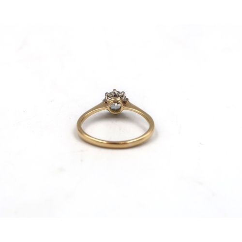 216 - A transitional cut diamond solitaire ring. Estimated 0.90ct H/I colour,  I 1/2 clarity. Tested gold ... 