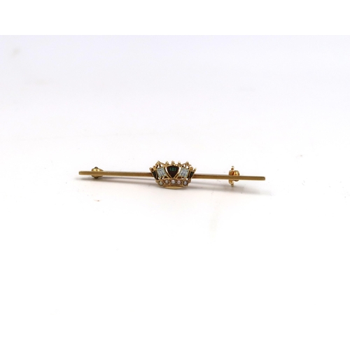 217 - An early twentieth century naval sweetheart brooch. With enamel crown and seed pearl decoration. Sta... 