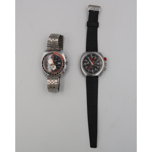 275 - Two Sicura chronograph gents watches - date aperture at 3 o'clock on both - running in the saleroom ... 