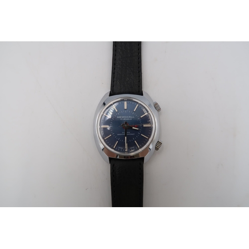 278 - A vintage Memocall gents wrist alarm watch with chrome case, circa 1970's Swiss with blue dial - 3.2... 