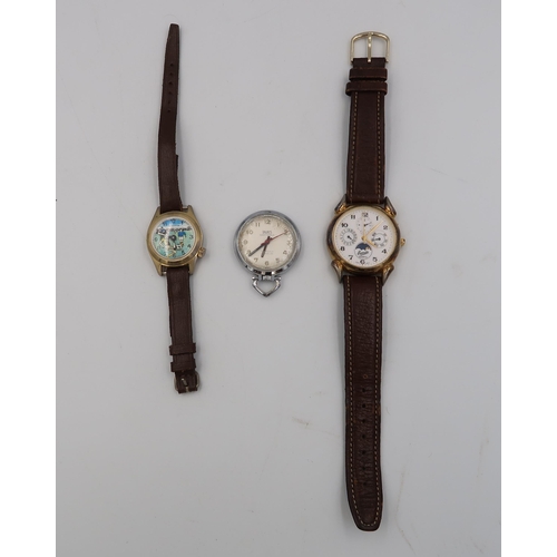 281 - A Lauris Nightingale nurses watch with suspension loop in steel case, Arabic numerals to silvered di... 