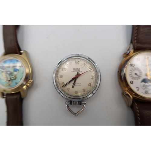 281 - A Lauris Nightingale nurses watch with suspension loop in steel case, Arabic numerals to silvered di... 